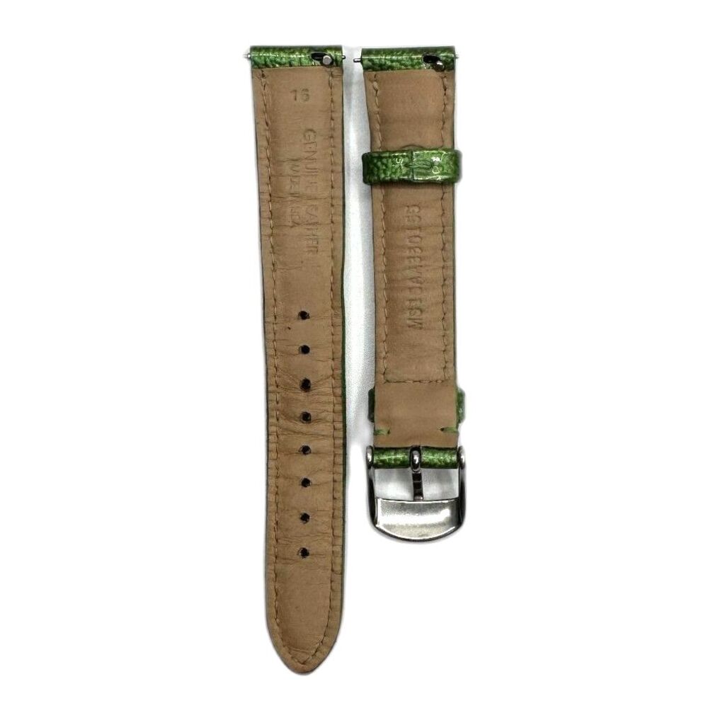 Michele 16mm Emerald Green Patterned High-Gloss Patent Leather Watch Band Strap - Picture 4 of 5
